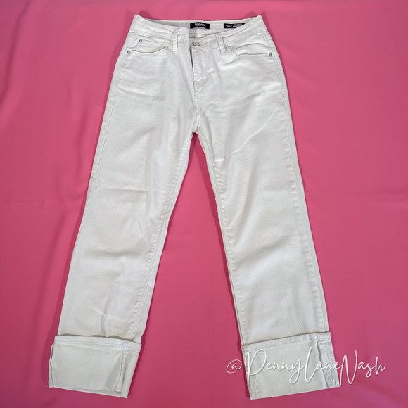Kensie Denim - Kensie Tomboy Straight Cuffed Jeans White